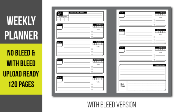 Download KDP Weekly Planner - Bleed &amp; No Bleed - Planner Collection