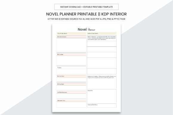 Download Novel Planner Kdp Interior Printable - Planner Collection
